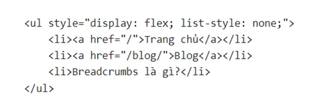 Chèn đoạn code tạo đường link trong Breadcrumbs